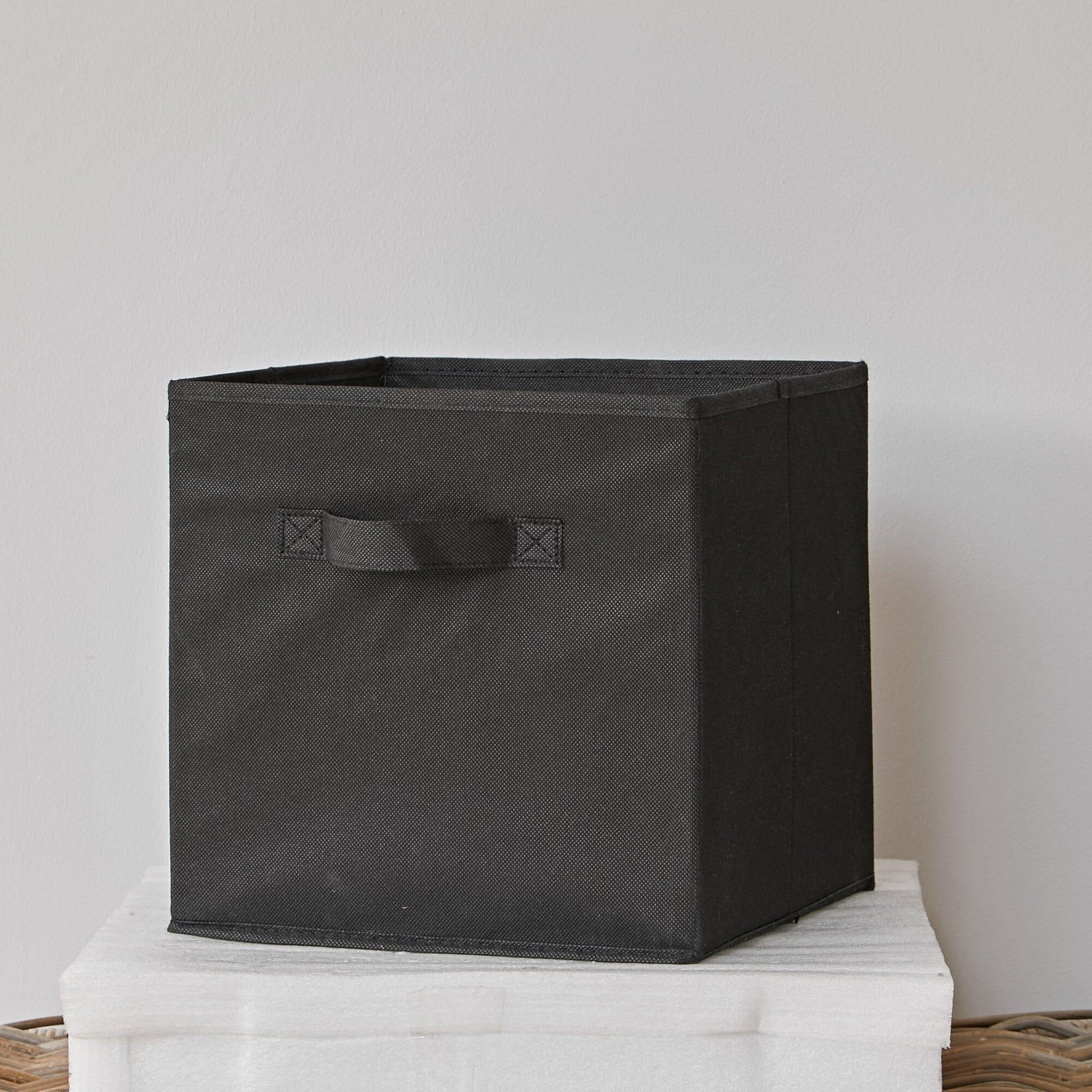 Cara fabric cube storage box - large - black - Laura James