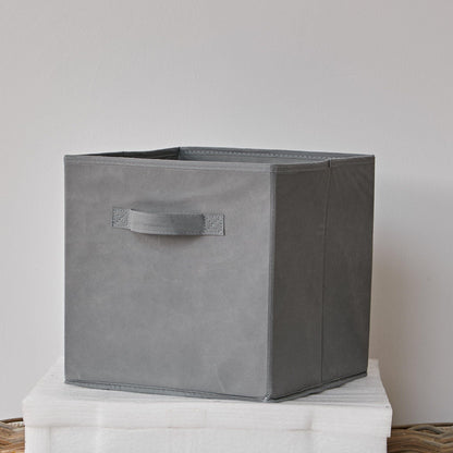 Cara fabric cube storage box - large - grey - Laura James