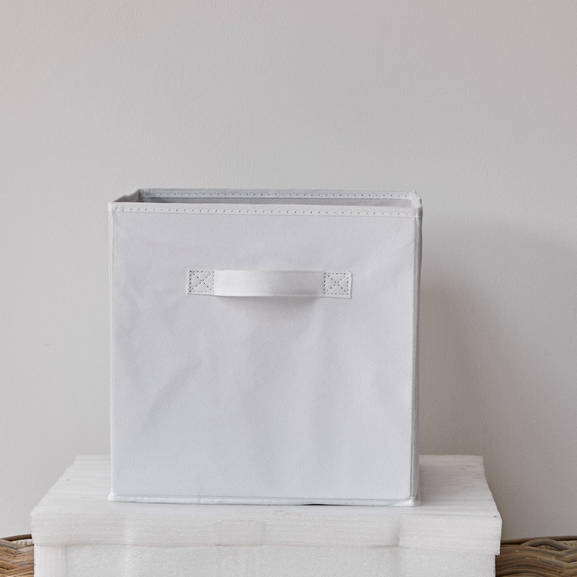 Cara fabric cube storage box - large - white - Laura James