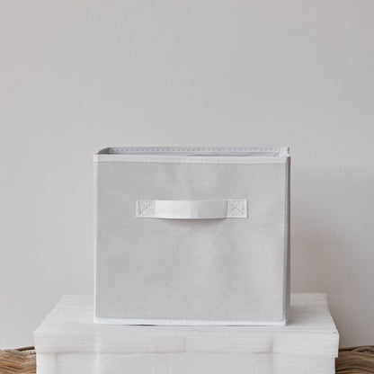 Cara fabric cube storage box - small - white - Laura James
