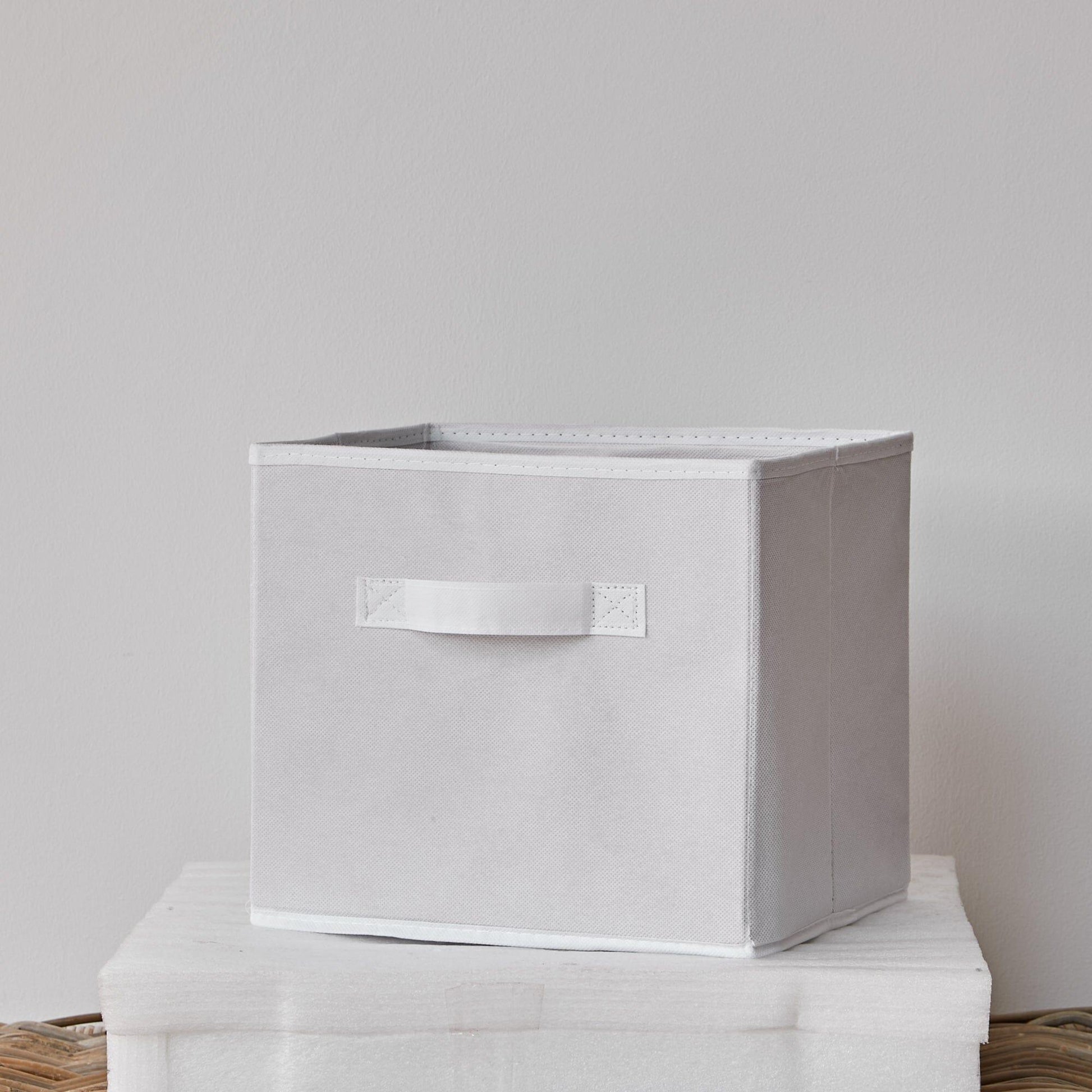 Cara fabric cube storage box - small - white - Laura James