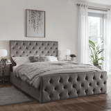 Cavill Grey Fabric Bed Frame Upholstered Double - Laura James 