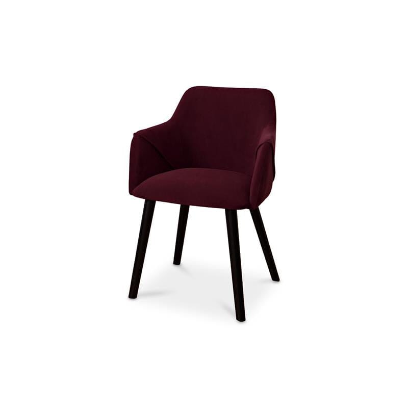 Freya Burgundy Red Armchair - Set of 2 - Black Oak Legs - Laura James