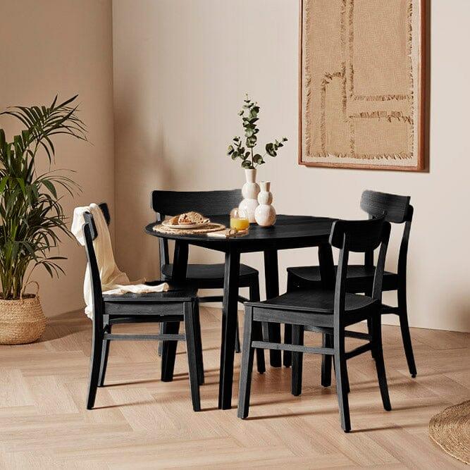 Charlie Black Table Dining Set with Black Wooden Chairs - Laura James