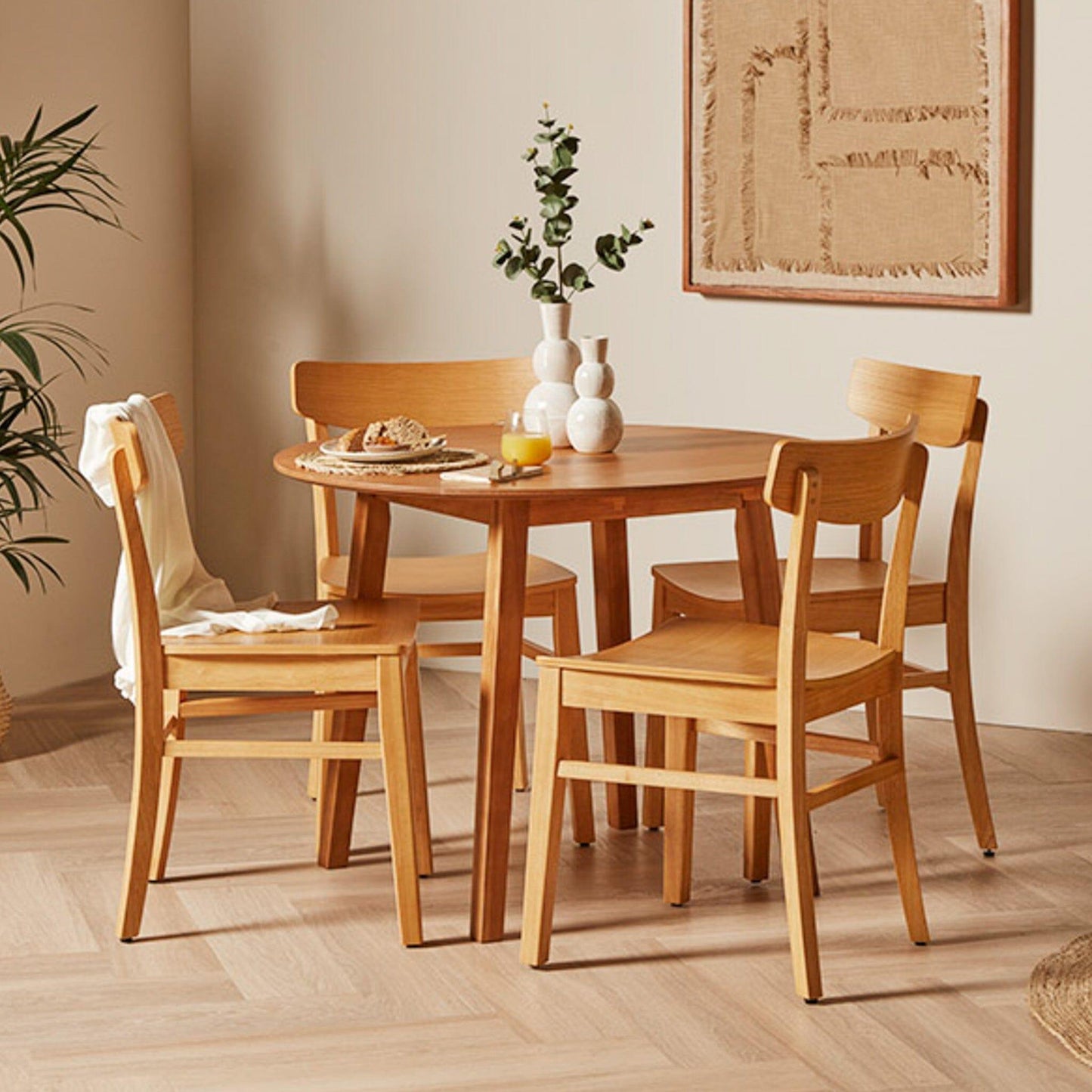Charlie Dining Table Set - 4 Seater - Oak Wooden Chairs