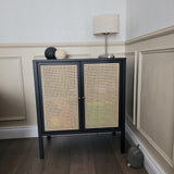 Charlie small sideboard - cane front - black - Laura James