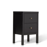 Charlie Two Drawer Bedside Table in Noir Black - Laura James