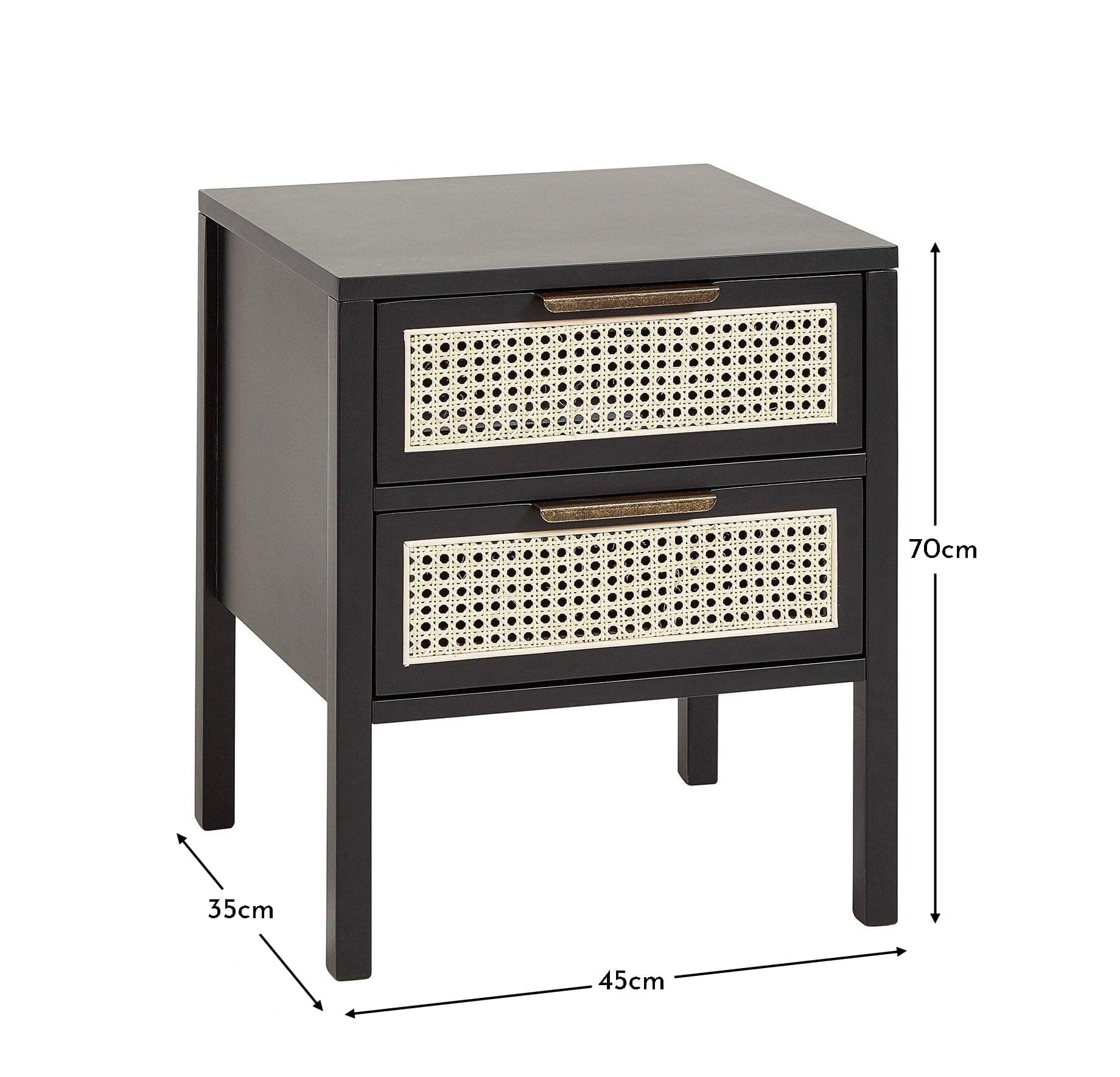 Charlie bedside table - 2 drawer - black