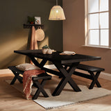 Charlotte Extendable Table 190cm with 2 150cm Dining Benches - Black Oak - Laura James 