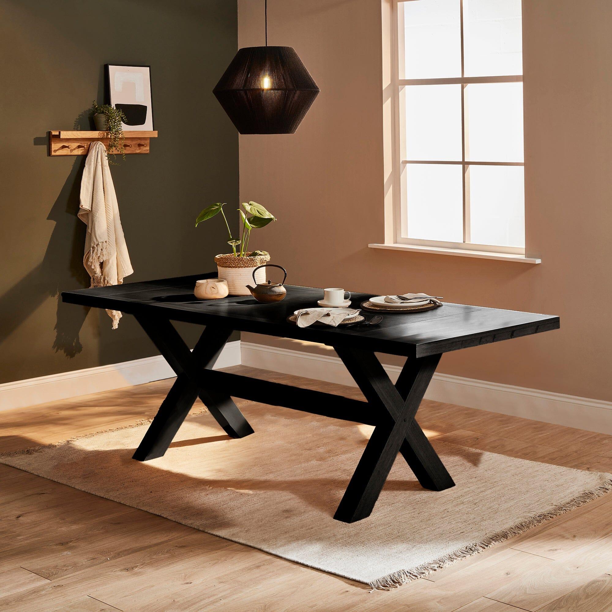 Charlotte Black Oak Extendable Farmhouse Dining Table - Laura James