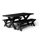 Charlotte Black Oak Extending Dining Table with 2 Black Oak Dining Benches - Laura James