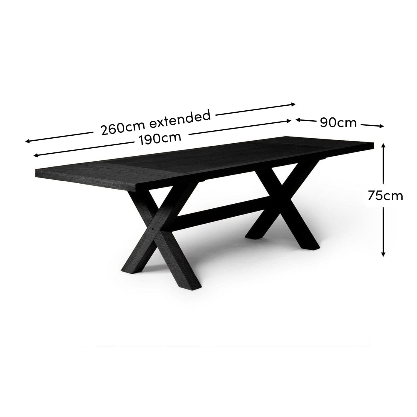 Charlotte Black Cross Leg Extendable Dining Table - Laura James