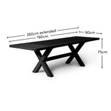 Charlotte Black Cross Leg Extendable Dining Table - Laura James