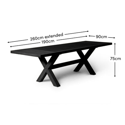 Charlotte Black Cross Leg Extendable Dining Table - Laura James