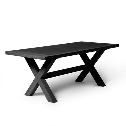 Charlotte Black Oak Extending Dining Table with 2 Black Oak Dining Benches - Laura James