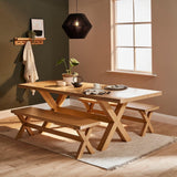 Charlotte Extendable Table 190cm with 2 150cm Dining Benches - Pale Oak - Laura James 