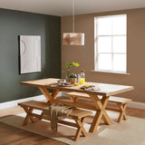 Charlotte Extendable Table 190cm with 2 150cm Dining Benches - Whitewash Oak - Laura James 