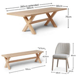 Charlotte Whitewash Extending Dining Table Set - 8 Seater - Chloe Boucle Dining Chairs & Charlotte Bench - Laura James