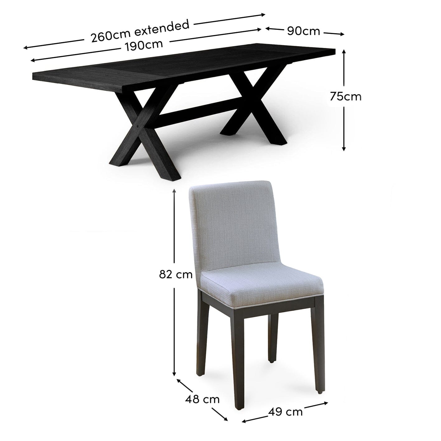 Nolan Fawn Linen Dining Chairs - Set of 2 - Black Oak Legs - Laura James 
