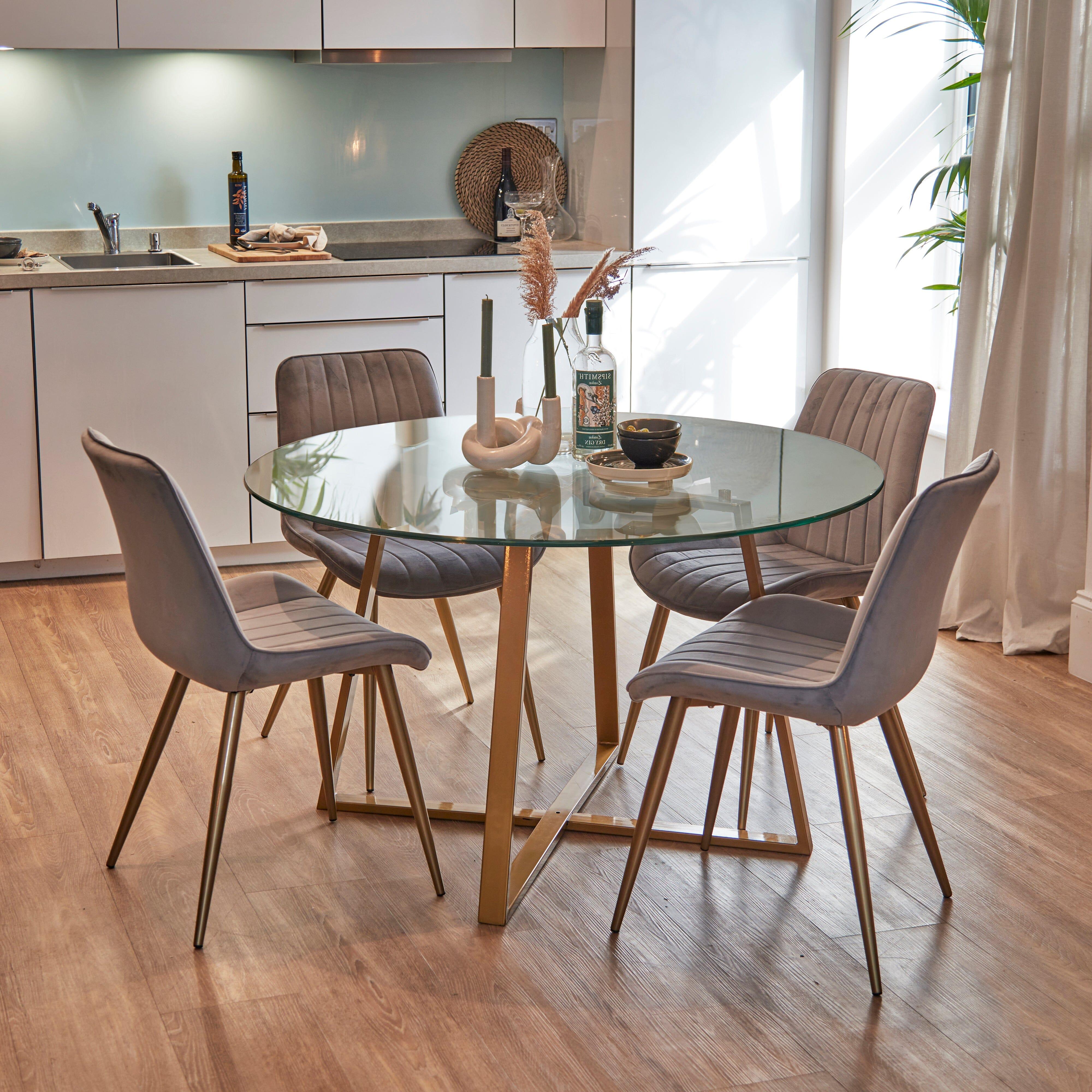 Solid Wood Dining Small Round Extendable Dining Table And Chairs