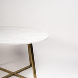 Clara Gold Marble Dining Table Set - 4 Seater - Bella Teal and Gold Chairs - Laura James 
