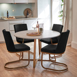 Clara Marble Dining Table Set - 4 Seater - Lola Black Dining Chairs with Gold Legs - Laura James
