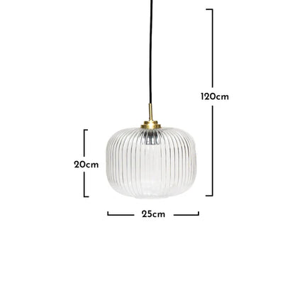 Clear Fluted Glass Gold Pendant Light - Laura James