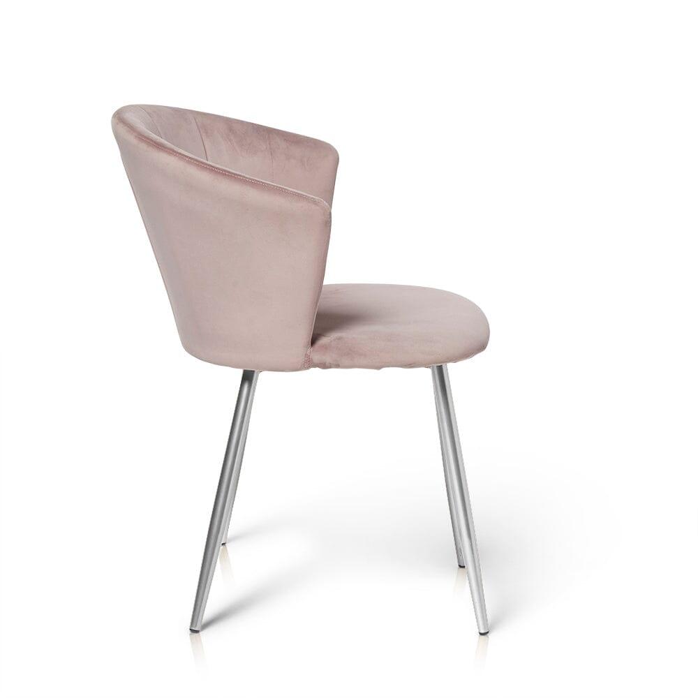 Cleo Pink Velvet Dining Chairs Chrome Legs Laura James