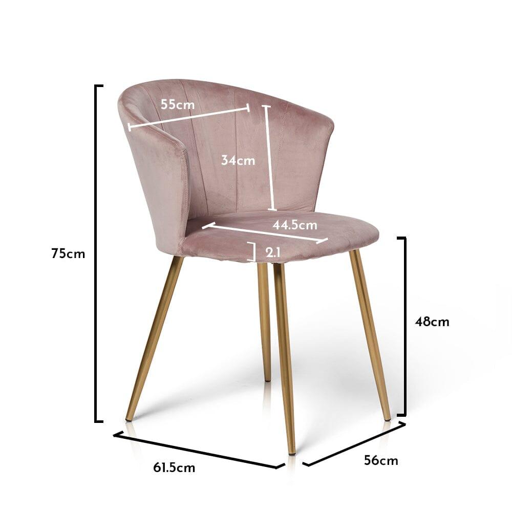Cleo Pink Velvet Dining Chair with Gold Legs - Laura James