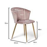 Cleo Pink Velvet Dining Chair with Gold Legs - Laura James