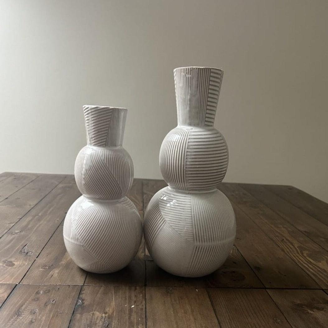 Colden 26cm Ceramic Vase, White - Laura James