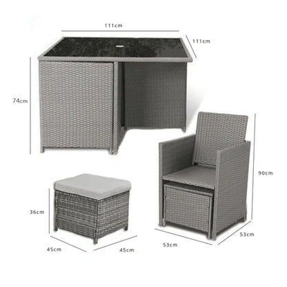 Cube 8 Seater Outdoor Dining Set - Natural Brown Weave Black Glass Top - Laura James