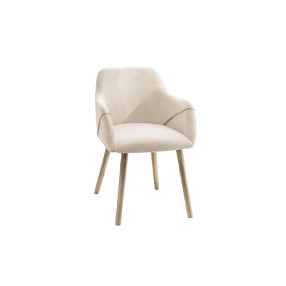 Freya Oat Boucle Dining Armchairs - Set of 2 - Chalked Mangowood Legs - Laura James
