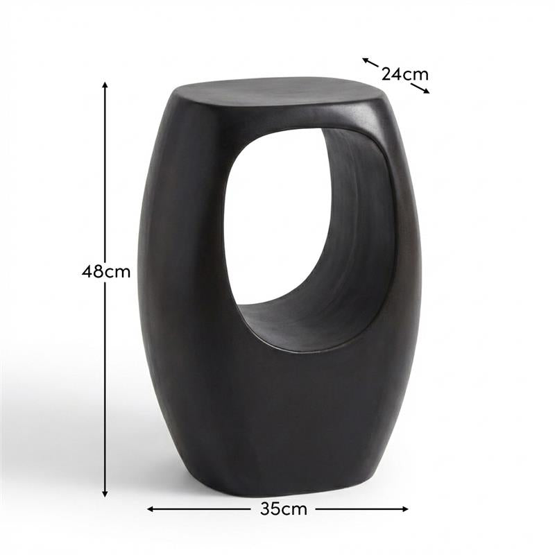 Sohan Garden Concrete Garden Side Table - Lava Black - Laura James