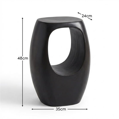 Sohan Garden Concrete Garden Side Table - Lava Black - Laura James