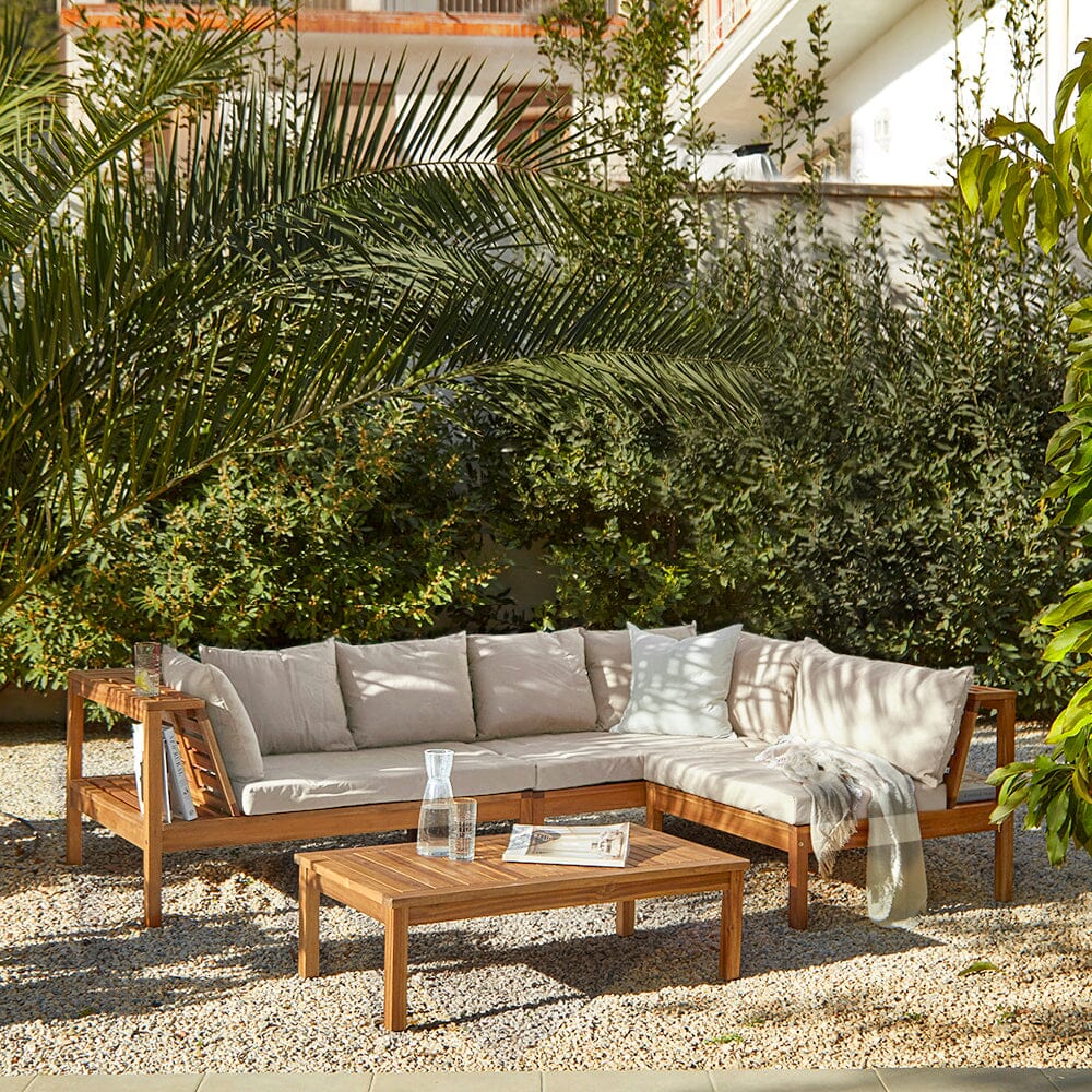 Teak Seater Wooden Corner Sofa Set Outdoor Dakota Corner
