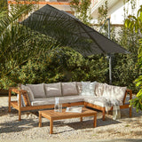 Dakota Cream Wooden Corner Sofa Set & Grey LED Parasol - Laura James