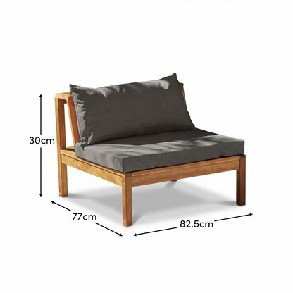 Dakota Mid Section/Chair - Natural Acacia with Grey Cushions - Laura James