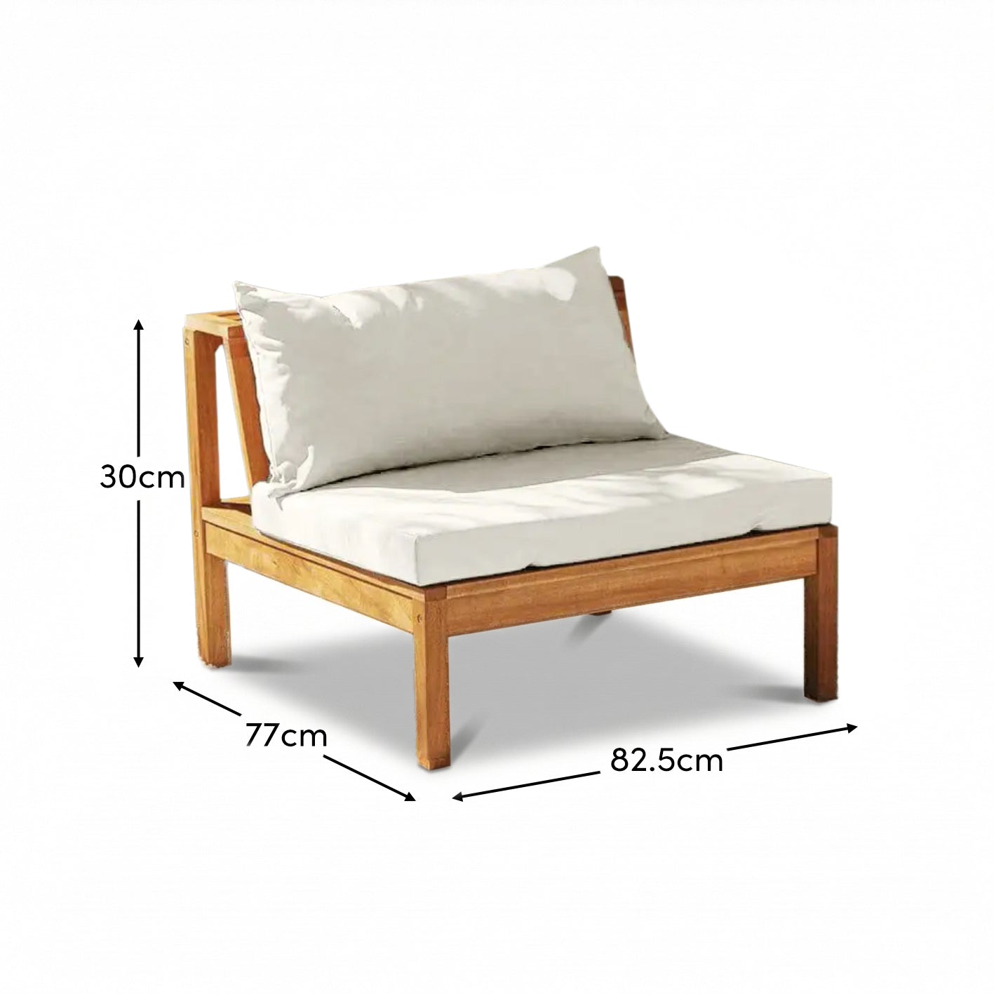 Dakota Mid Section/Chair - Natural Acacia with Sand Cushions - Laura James