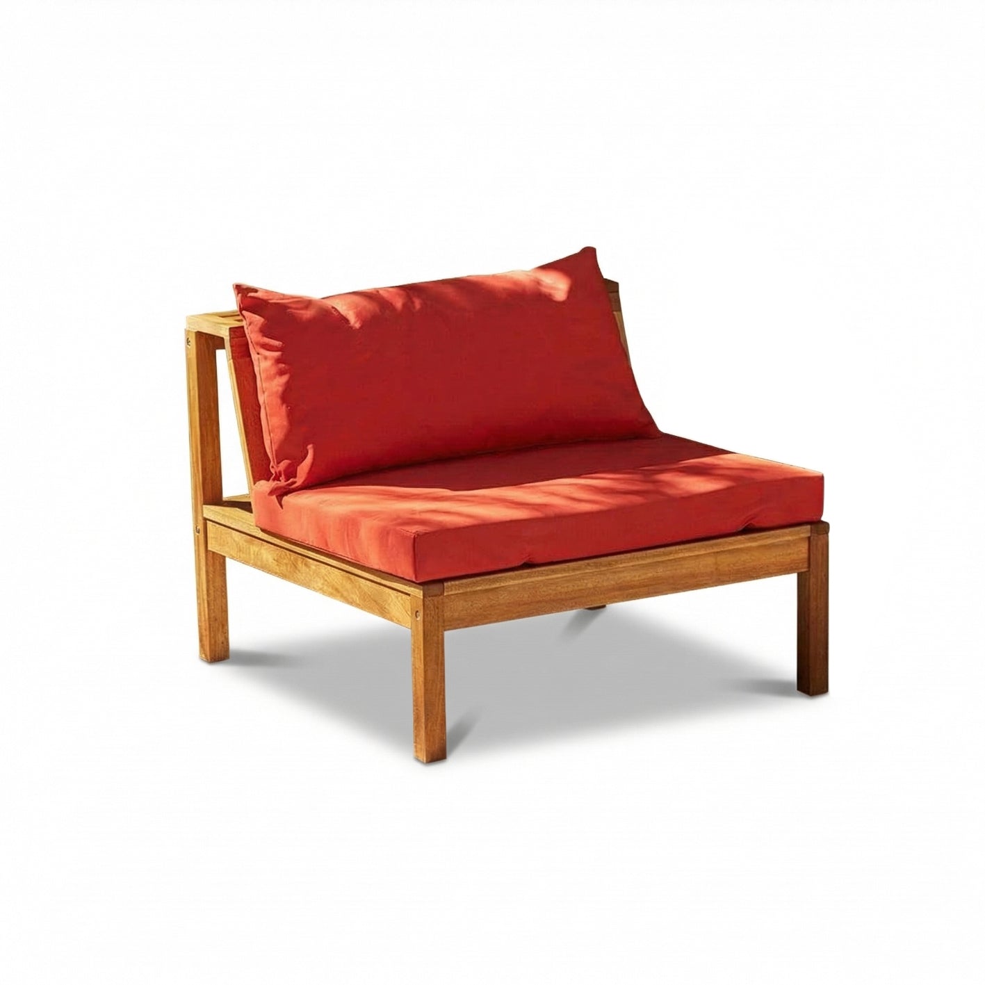 Dakota Mid Section/Chair - Natural Acacia with Red Cushions - Laura James