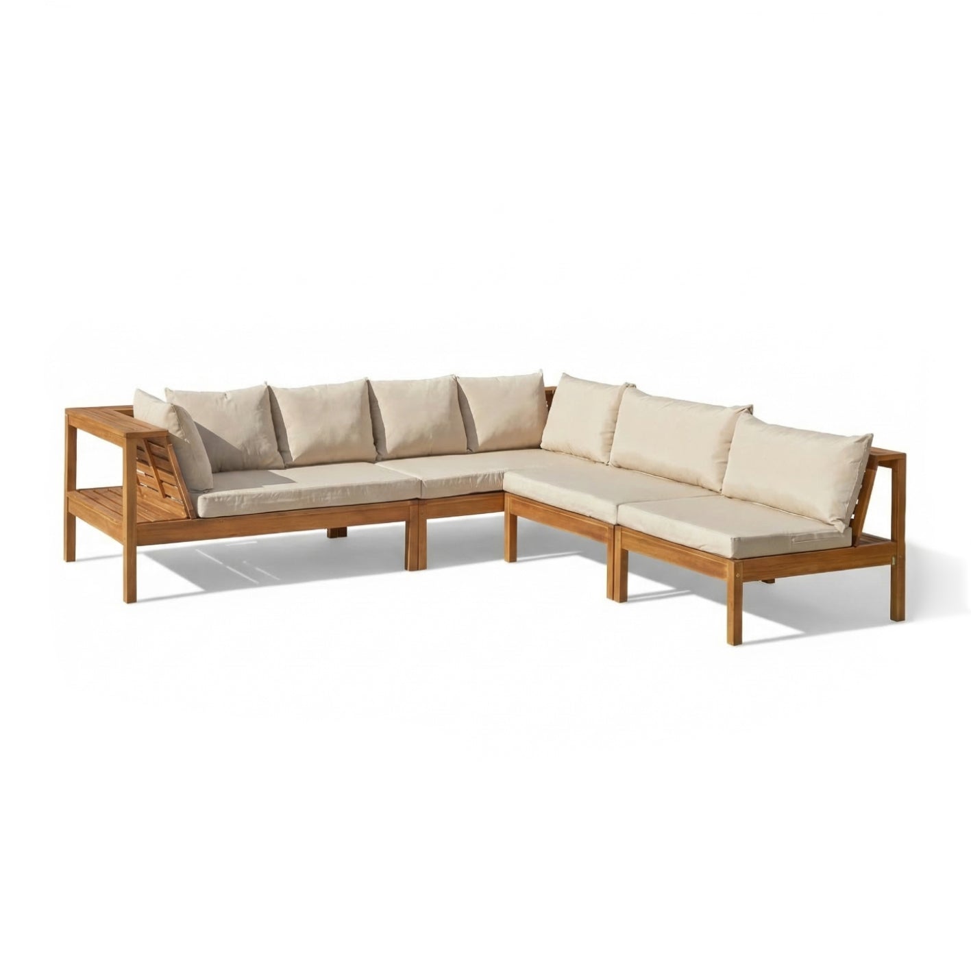 Dakota Wooden Garden Corner Sofa Set - Sand Cushions