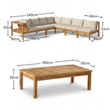Dakota 8 Seater Wooden Corner Sofa Set - Natural Acacia - Laura James