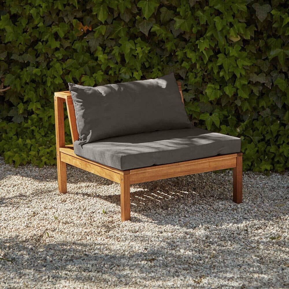 Dakota Corner Wooden Sofa Set with Cream LED Premium Parasol- Grey Cushions