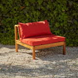 Dakota Mid Section/Chair - Natural Acacia with Red Cushions - Laura James