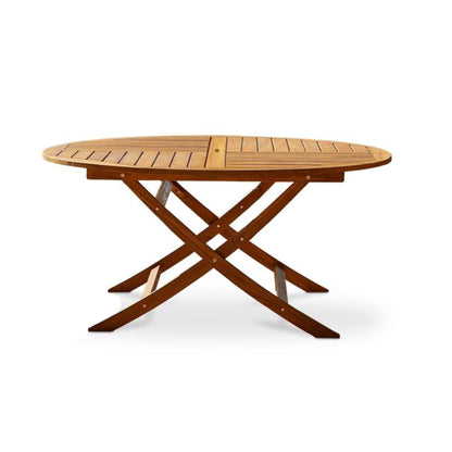 Ashby 4 Seater Round Wooden Garden Dining Set with Grey Parasol - 100cm - Laura James 
