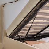 Odette King Size Ottoman Bed - Ivory - Jet Black Piping - Laura James