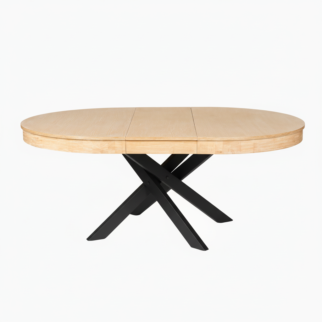 Amelia Whitewash Wood Extendable Dining Table With Black Legs - Laura James 