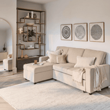 Hugo Corner Sofa Bed with Storage - Taupe  