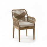 Killian White Acacia Garden Chairs - Set of 2 - Natural Rope - Laura James
