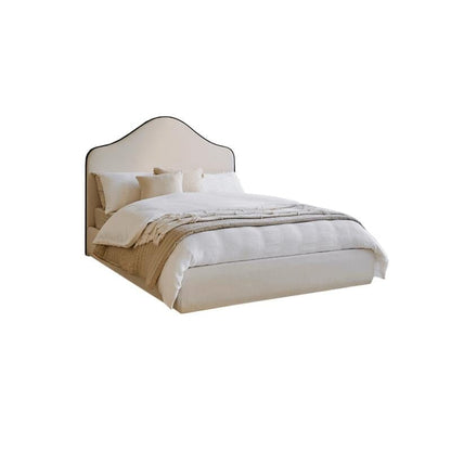 Odette King Size Ottoman Bed - Ivory - Jet Black Piping - Laura James